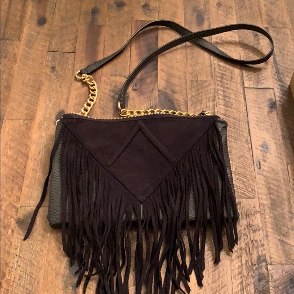 NWT Black Steve Madden Fringe Cross Body Bag